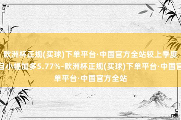 欧洲杯正规(买球)下单平台·中国官方全站较上季度抓仓数目小幅加多5.77%-欧洲杯正规(买球)下单平台·中国官方全站